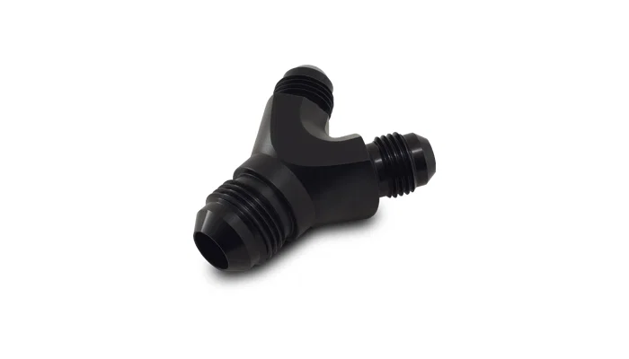 10808 – VIBRANT Coupler Fitting, -8AN Male Y Fitting Without O-Ring Aluminum Anodized Black Single